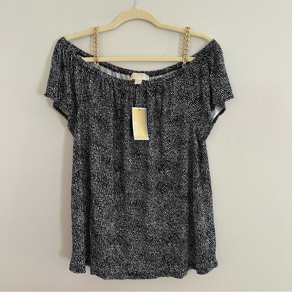 NWT Michael Kors Blouse with Gold Chain Straps